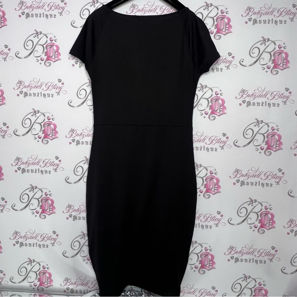 Bebe dress twist tie front tshirt black bling rhinestone Swarovski crystals y2k - Picture 4 of 6